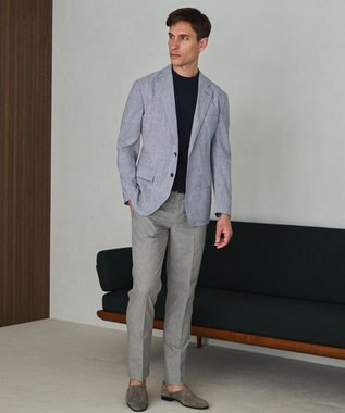 GOTAIRIKU 新クオリティ/KINGサイズ追加【洗える/シワになりにくい】タイワンタフタ  擬麻ジャケット サックスブルー系