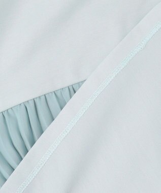 自由区 【洗える・XSサイズあり】シアーコンビバックプリーツ カットソー スカイブルー系