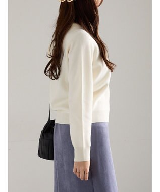 Te chichi ラインストーンレタードニットプルオーバー オフホワイト