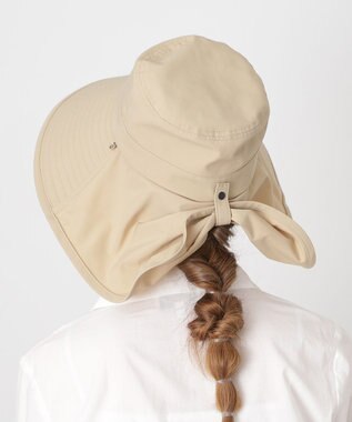 MOONBAT 【遮光100％/遮熱/UVカット】PAUL&JOE ACCESSOIRES(ポール&ジョー）後ろ垂れ 広つばハット 帽子 サイズ調整可能 手洗い可能 ベージュ