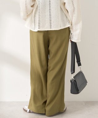 AMERICAN HOLIC 【接触冷感】リネンブレンドタックワイドパンツ Olive