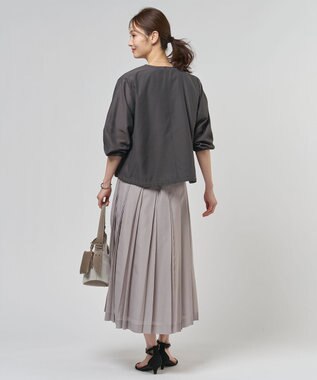 J.PRESS LADIES L Pe リネン シアー スラブ ノーカラー ブルゾン スレートブラウン系