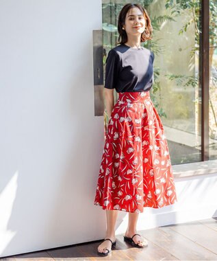 組曲 ディヴェールプリント スカート レッド系5