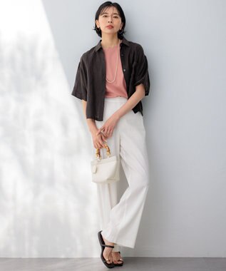 23区 L 【接触冷感/洗える】フレンチスリーブ IT TEE テラコッタピンク系