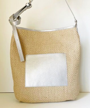 Hekhèr Le Style de Vie 【日本製 / A4サイズ対応 / 3WAY】ジュート×牛革 ショルダーバッグ large シルバー