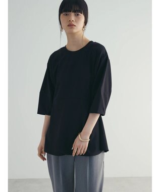 Green Parks armonia. ペプラム切替トップス Black