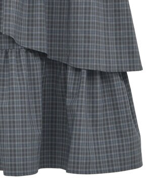 earth music&ecology ハイウエストランダムティアードチェックスカート Check Gray