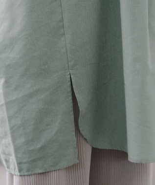 Tiaclasse 【洗える】フレンチスリーブリネンチュニックシャツ ミント