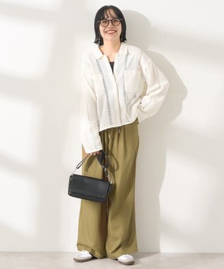 AMERICAN HOLIC 【接触冷感】リネンブレンドタックワイドパンツ Olive