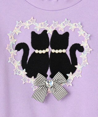 ANY KIDS ネコシルエット裏毛トレーナー ラベンダー