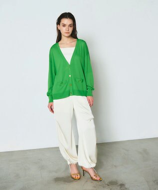 GRACE CONTINENTAL ルーズVネックニットカーディガン グリーン
