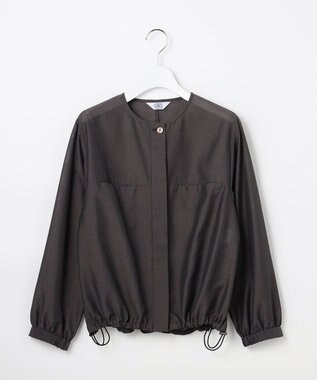 J.PRESS LADIES L 【季節の変わり目に】リネンシアースラブ ノーカラー ブルゾン スレートブラウン系
