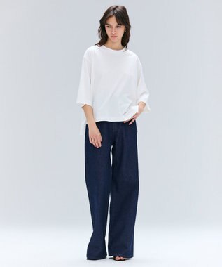 BEIGE， 【洗える・GLOW ８月号掲載】S.BABILA / スリットネックオーバーサイズTシャツ Ecru