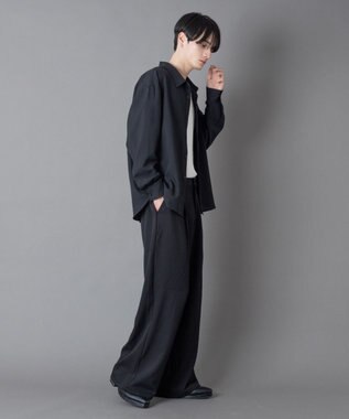 WEGO ワンポイントルーズシャツ（LS） ブラック