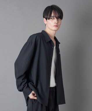 WEGO ワンポイントルーズシャツ（LS） ブラック