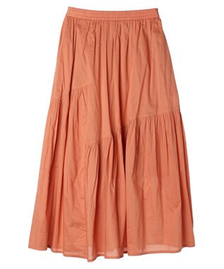earth music&ecology コットンボイルランダム切替フレアスカート Orange