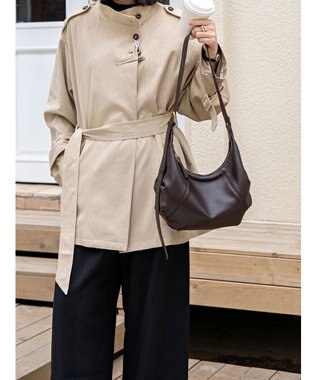 style code 【ペットボトル収納可能】[Lyrss/リルス] 牛革 ショルダーバッグ ダークブラウン