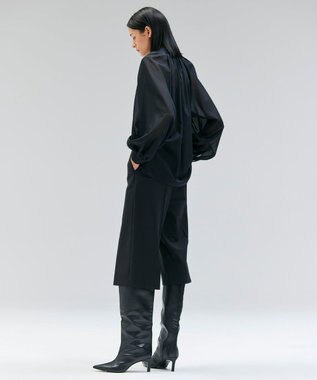 BEIGE， 【洗える】MOYE / シアーウールパフスリーブブラウス Black