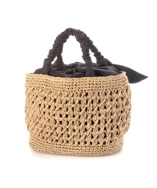 UNBILLION カシュカシュ cachecache / 下がりリボン柄編みトート ブラック