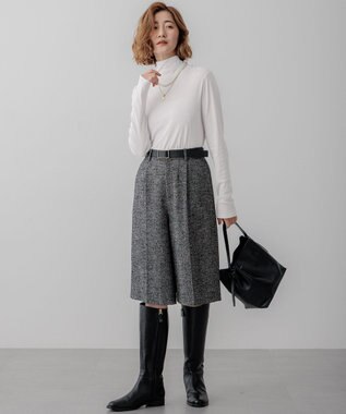 23区 S ヘリンボーンループツイード ハーフパンツ ブラック系