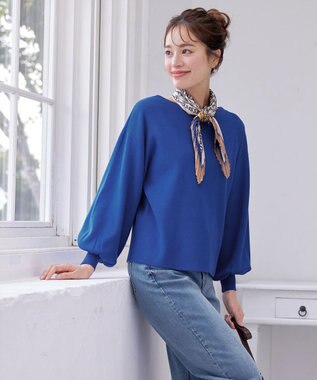 Tiaclasse 【安田美沙子さん着用・新色追加・洗える】ボリュームパフスリーブニット ブルー