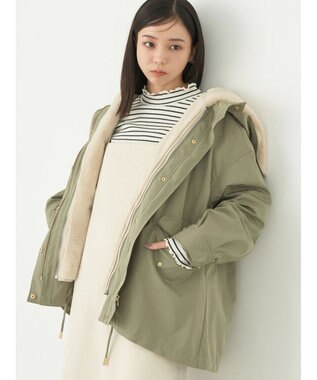 earth music&ecology マルチウェイマウンテンパーカー（ファー） Khaki