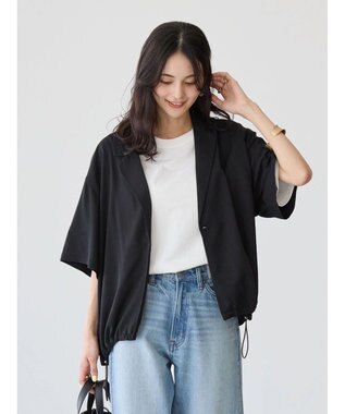 AMERICAN HOLIC ドロスト開襟ニュアンスジャケット Black