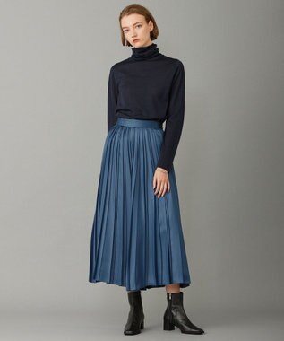 ICB 【洗える】レザーライクプリーツ スカート ダルブルー系