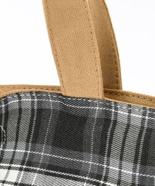 J.PRESS LADIES 【完全受注生産】ポーチ付き キャンバス ミニトートバッグ ベージュ×グレーチェック系