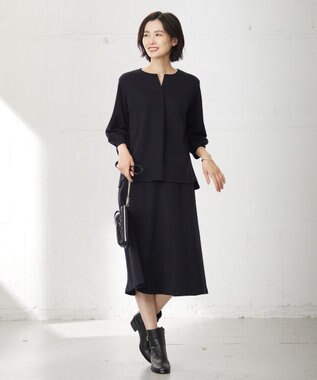 J.PRESS LADIES 【洗える】セルロースリバー スカート ネイビー系