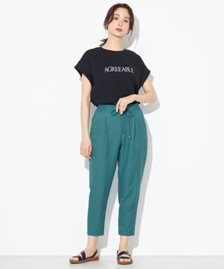 ANY 【接触冷感・UVケア】イージーケア美脚 パンツ ターコイズグリーン