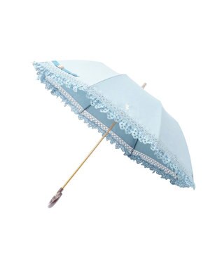 MOONBAT 【遮光/晴雨兼用日傘】POLO RALPH LAUREN（ポロラルフローレン） 折りたたみ日傘 エンブフリル 遮熱 UV スカイブルー