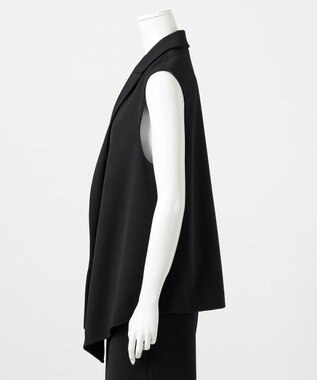 23区 【エステータ】ウールギャバジン アシンメトリーデザイン ジレ ブラック系