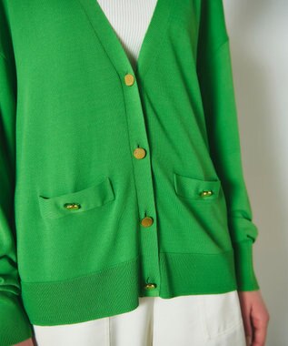 GRACE CONTINENTAL ルーズVネックニットカーディガン グリーン