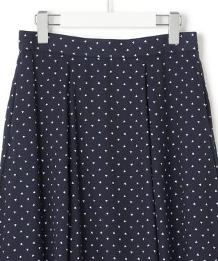 23区 L 【洗える】トライアングルプリント スカート ネイビープリント