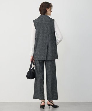 ICB L 【先行予約】 ミックスブッチャー バックスリットジレ ブラック×オフホワイト