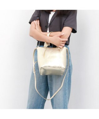 UNBILLION カシュカシュ cachecache / クラッシュメタリック2wayミニトート ゴールド