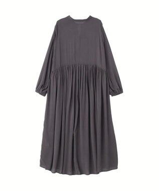 Green Parks スキッパーギャザーワンピース Charcoal Gray