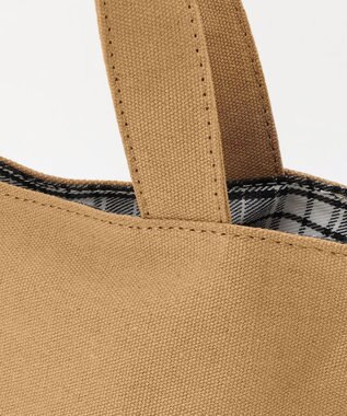 J.PRESS LADIES 【完全受注生産】ポーチ付き キャンバス ミニトートバッグ ベージュ×グレーチェック系