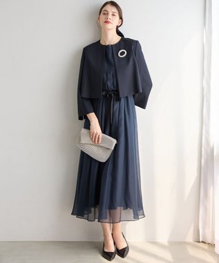 23区 S 【APPLAUDIR】バックサテンジョーゼット ジャケット ネイビー系