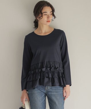 組曲 L 【先行予約】フリルシャツコンビ ロングTシャツ