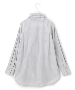 ICB 【洗える】CRySiタイプライター ボウタイ付きバンドカラーシャツ ライトグレー系柄