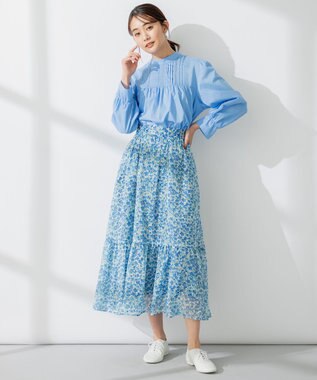 組曲 レースコンビタックディテール ブラウス サックスブルー系