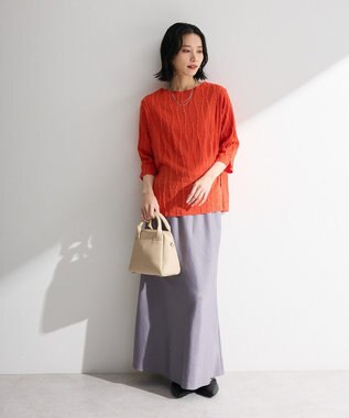 Green Parks ５分袖表面感カットプルオーバー Orange