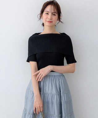 組曲 【WEB限定】クリアストレッチオフショルダー ニット