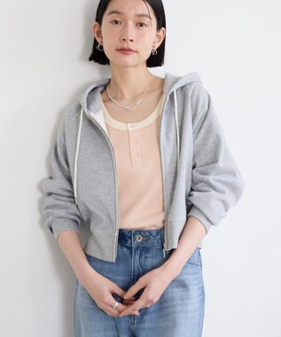 AMERICAN HOLIC ラメミニ裏毛ショートＺＩＰパーカー Light Gray Mixture