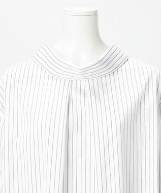 23区 【GOLD LABEL】コットンニドム 2WAYボウタイ ブラウス オフストライプ