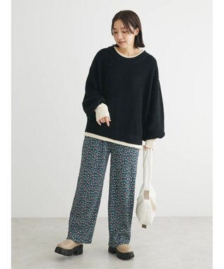 Green Parks ・Ｐｅｔｉｔ　Ｆｌｅｕｒ　レイヤード風ハイショクニット Black