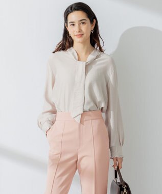 組曲 【セットアップ対応・前後着用可】ニュアンスシフォン ブラウス ベージュ系