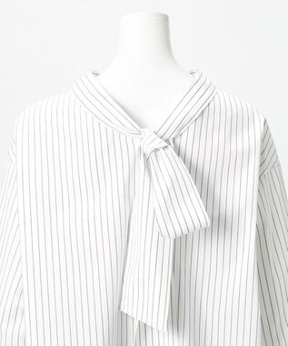 23区 【GOLD LABEL】コットンニドム 2WAYボウタイ ブラウス オフストライプ